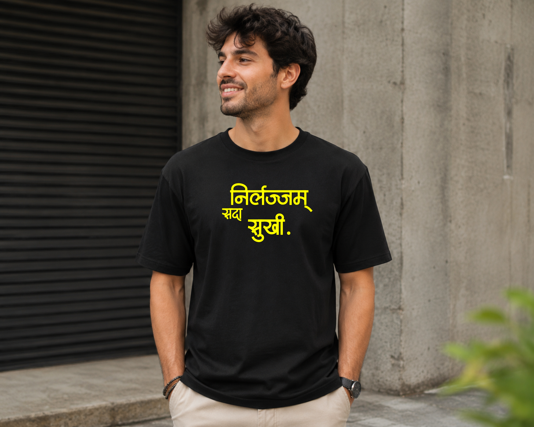 Nirlajam Sada Sukhi | Marathi T-Shirts | Unisex | by Firangee